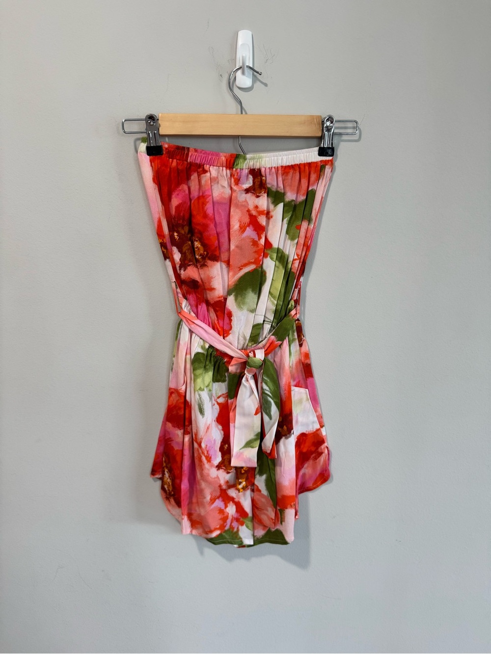 Plum Pretty Sugar Pink & Red Floral Strapless Romper
